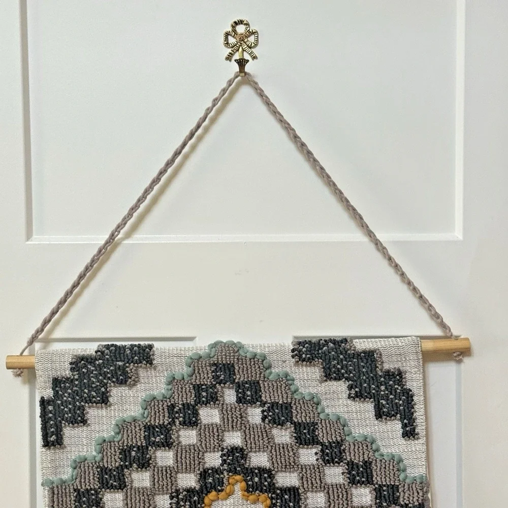 Geometric Tufted Textile Wall Hanging Boho Southwestern Tassel Fiber Art 33